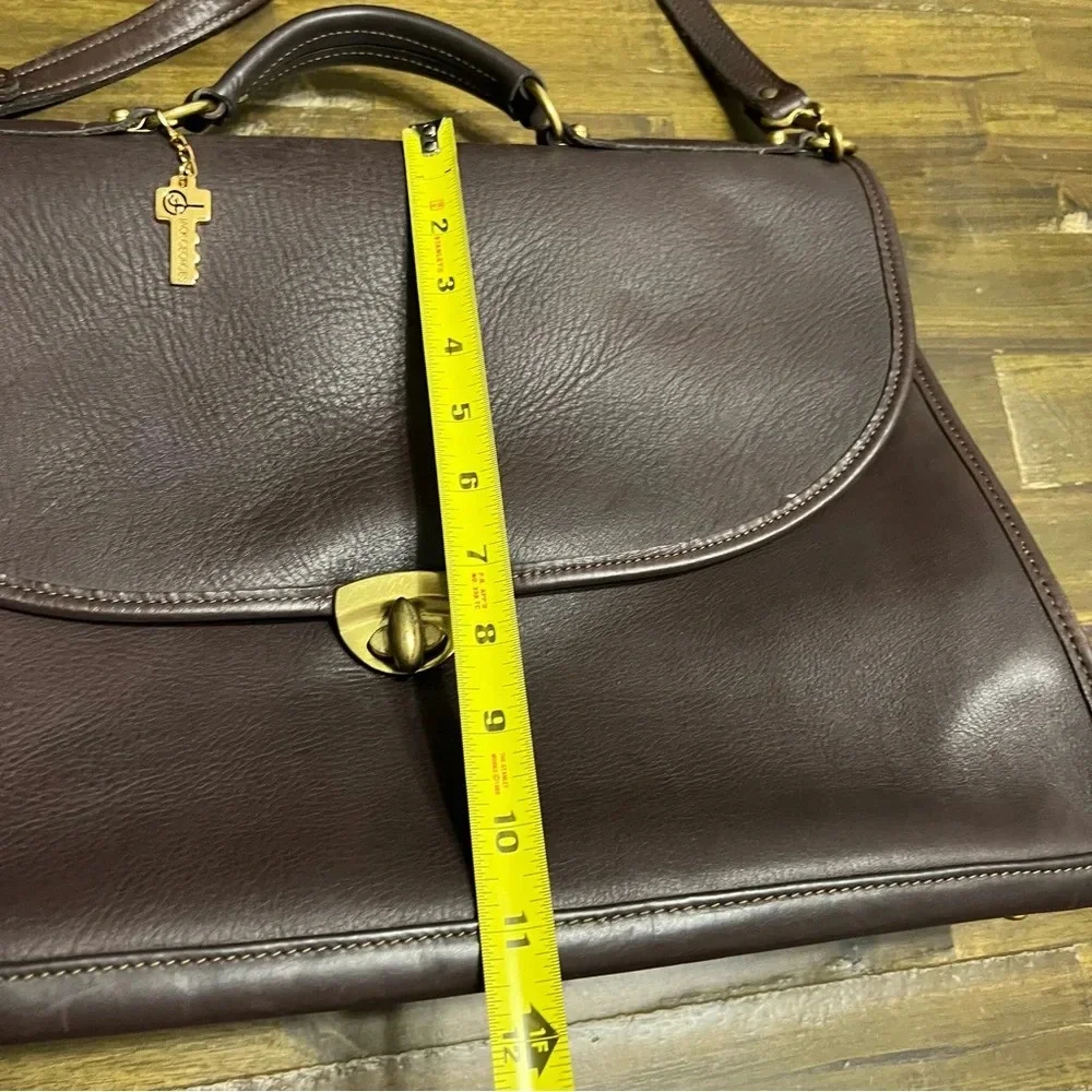 Jack Georges Brown Leather Turn Lock Briefcase Shoulder Bag Messenger